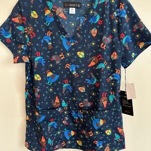 Koi Basics Chicken Print Scrub Top